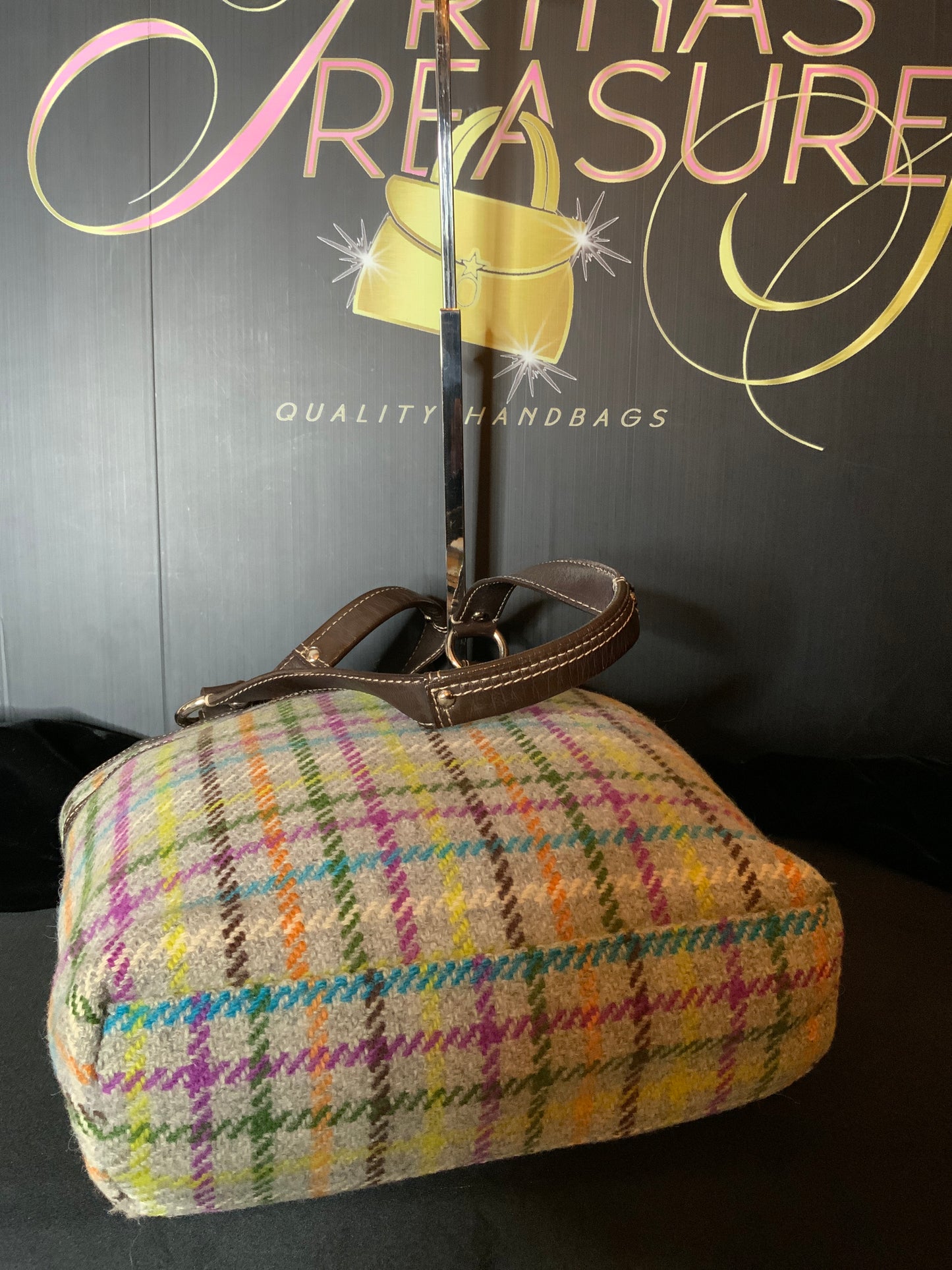 Coach Wool Tattersall Tweed Penelope Tote