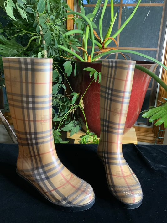 Burberry Haymarket knee rain boots