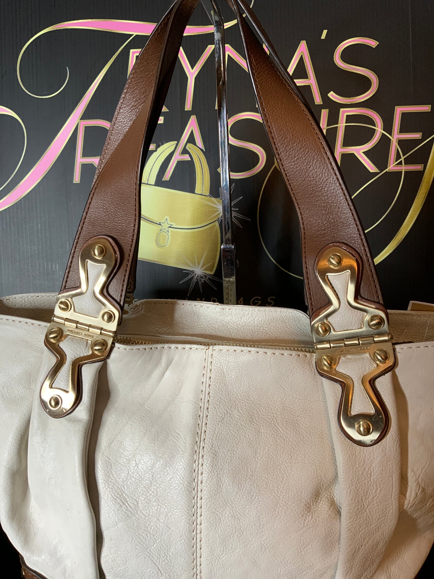 Michael Kors Cream Leather Satchel