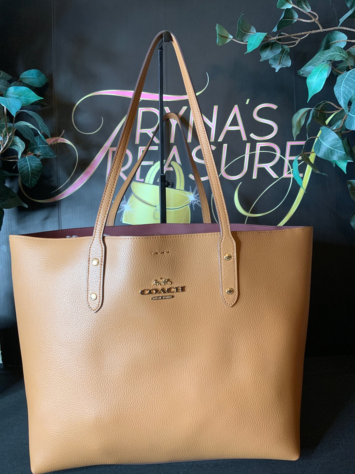 Coach Leather Town Tote Light Saddle