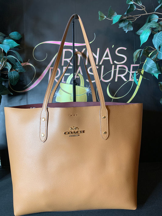 Coach Leather Town Tote Light Saddle