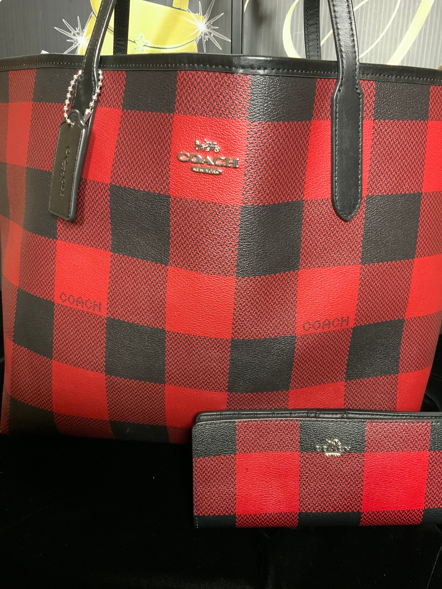 Coach Plaid Tote with Wallet