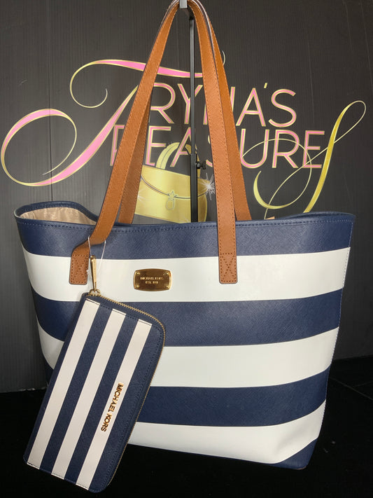 Michael Kors Striped Tote Set