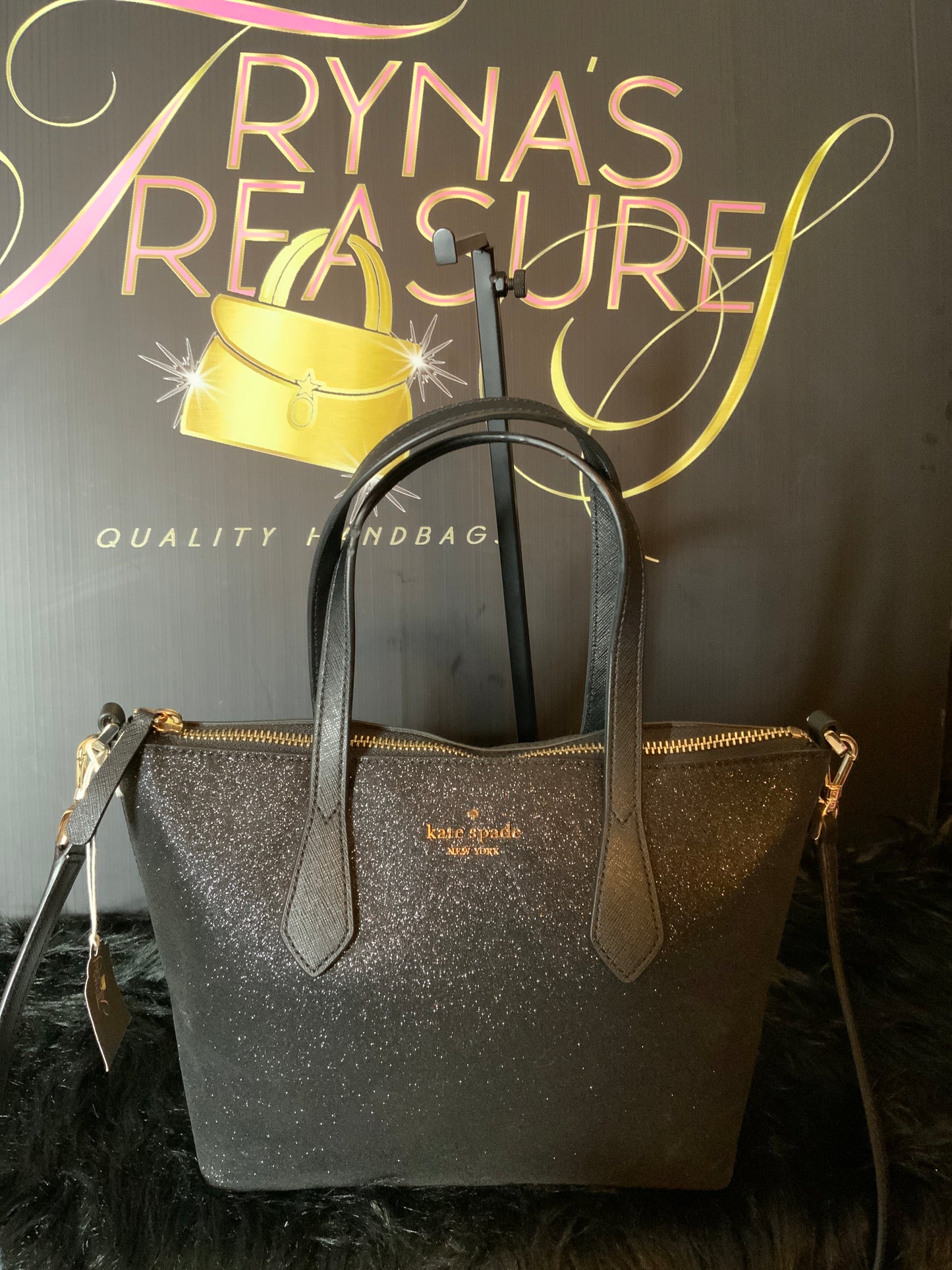 Kate Spade Black Glitter Tote