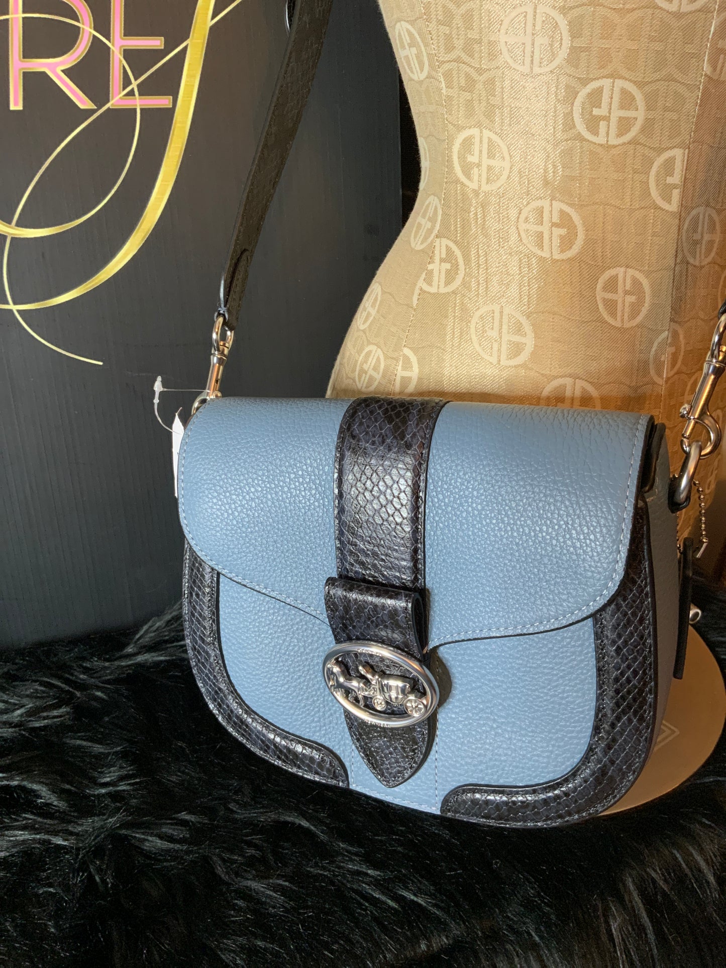 Coach Snake Embossed Georgie Saddle Bag