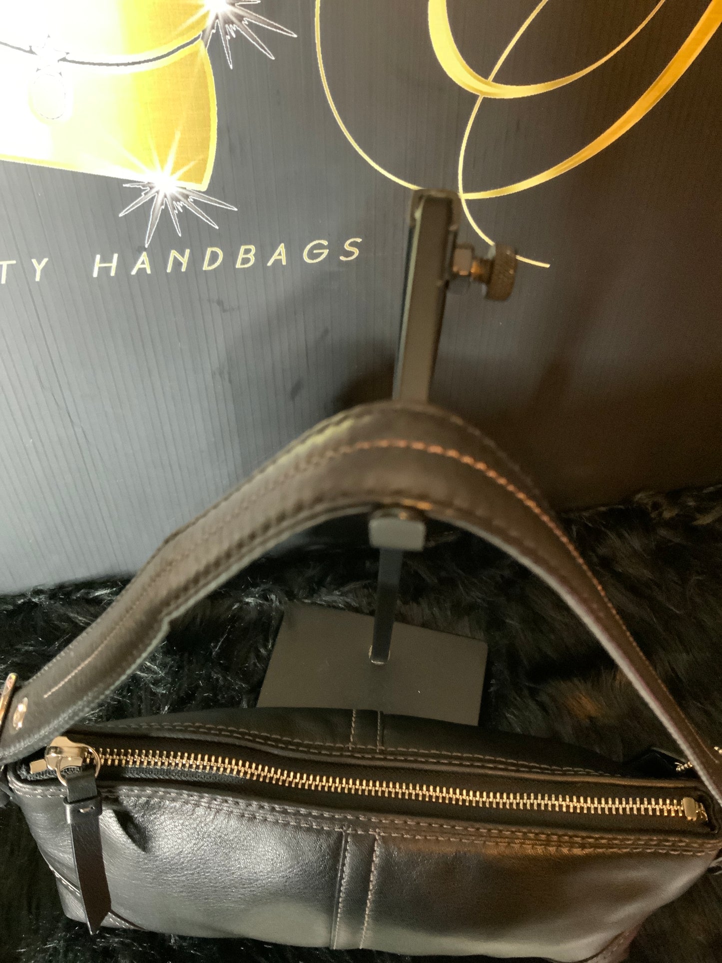 Coach Hampton Demi Baguette Leather Shoulder Bag