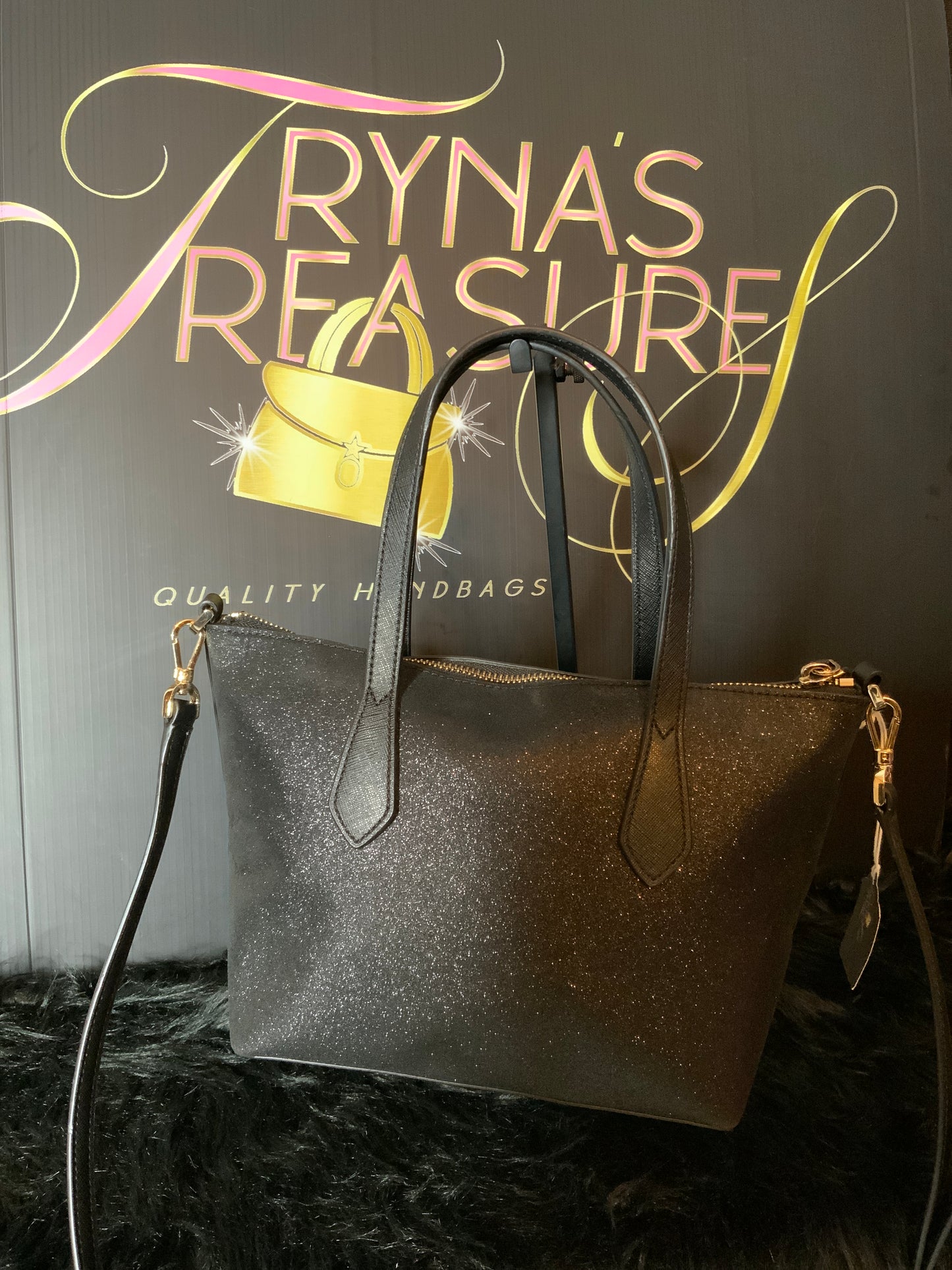 Kate Spade Black Glitter Tote